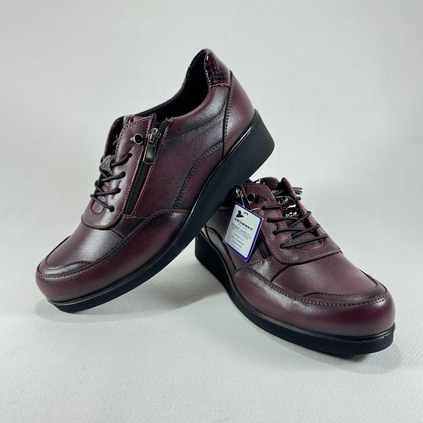 VICMART CUÑA PIEL 859-3 BORDO