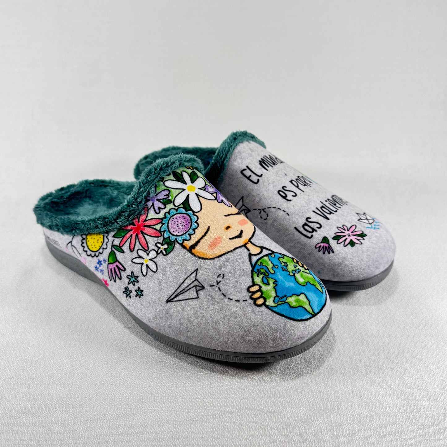 CUQUE ZAPATILLAS VALIENTES GRIS TURQUESA