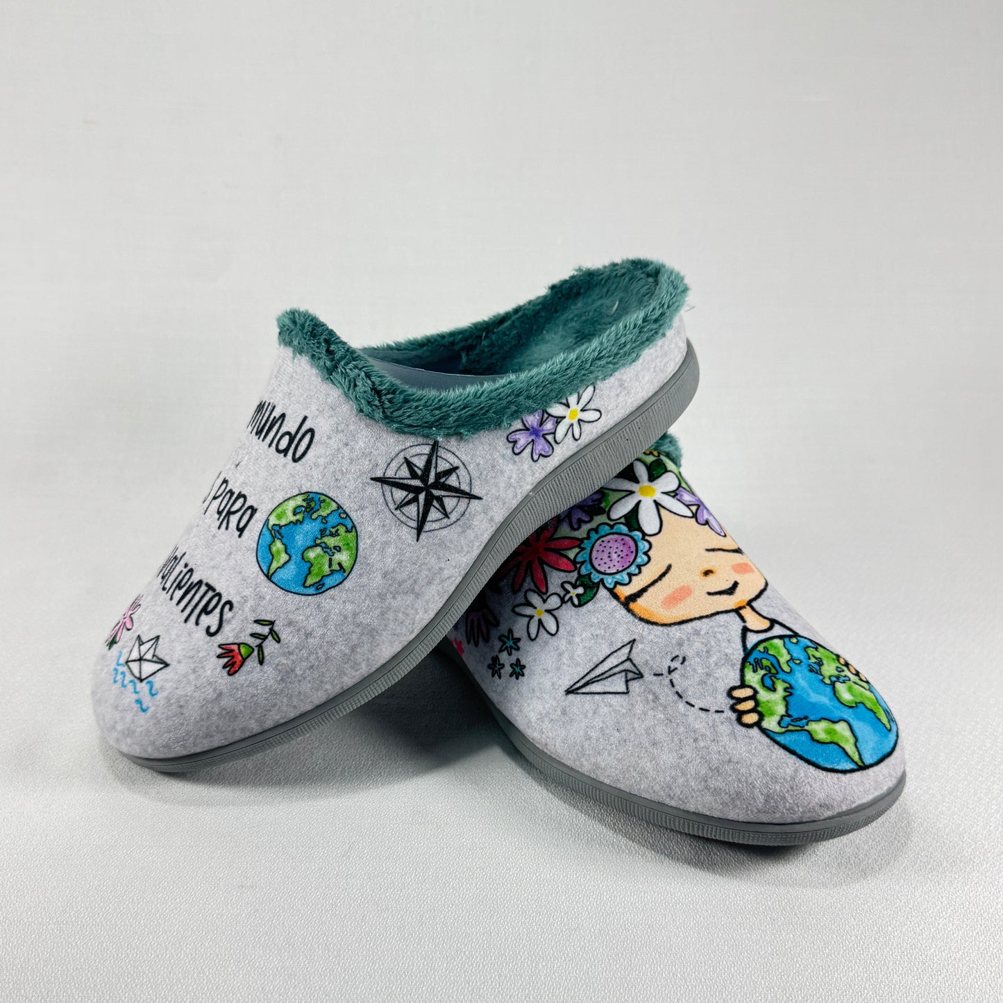 CUQUE ZAPATILLAS VALIENTES GRIS TURQUESA