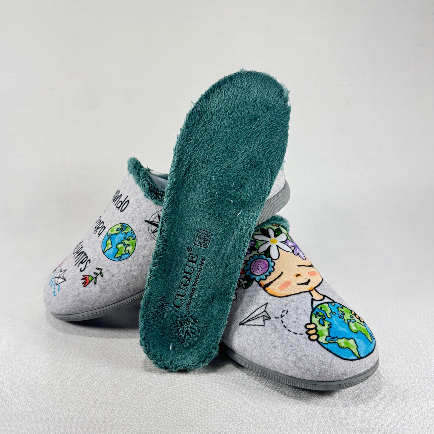 CUQUE ZAPATILLAS VALIENTES GRIS TURQUESA