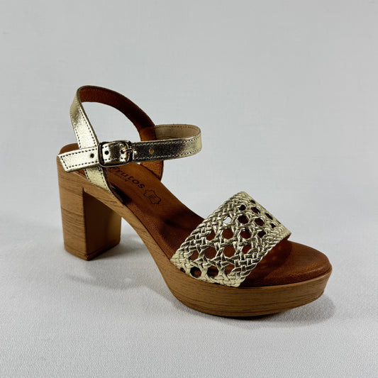 SANDALIA DE TACÓN EVA FRUTOS ORO CANGU 6889
