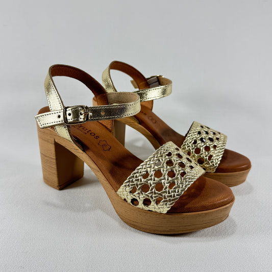 SANDALIA DE TACÓN EVA FRUTOS ORO CANGU 6889