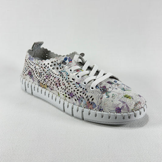 ZAPATOS CASUAL MANLISA S520-500 WHITE FLOWERS
